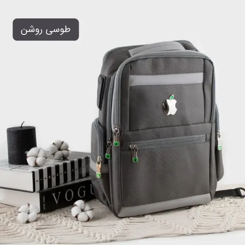 کوله پشتی پارچه ای مدرسه و دانشگاه ابعاد 40 در 30 سانتیمتر با جیب بیرونی