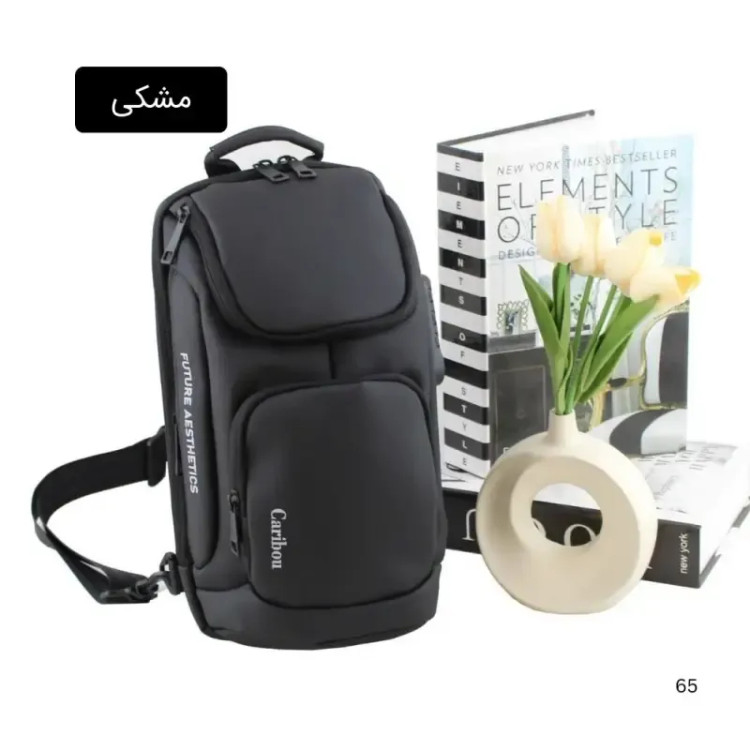 کیف مردانه پارچه ای اسپرت و روزمره قهوه ای تیره جیب دار بند بلند